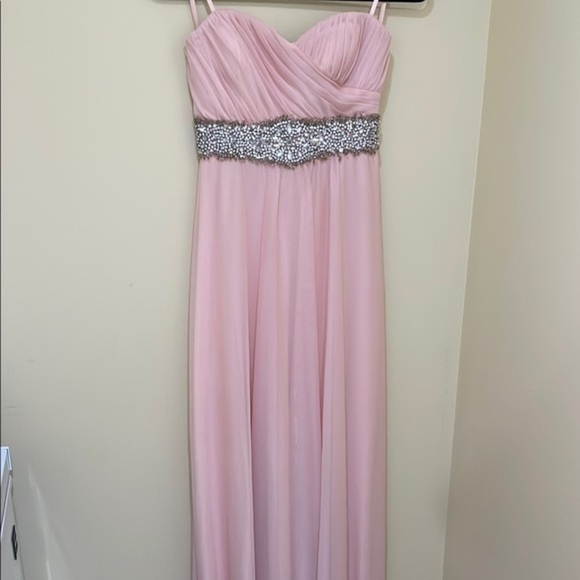 My Michelle Dresses & Skirts - Pink Strapless Gown with Embellished Waist Size 5 -Waist about 26”